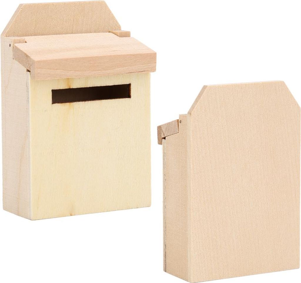 1:12 Mini Puppenhaus Dekoration Tasche Holz Briefkasten Blanko DIY Lack Flip Briefkasten