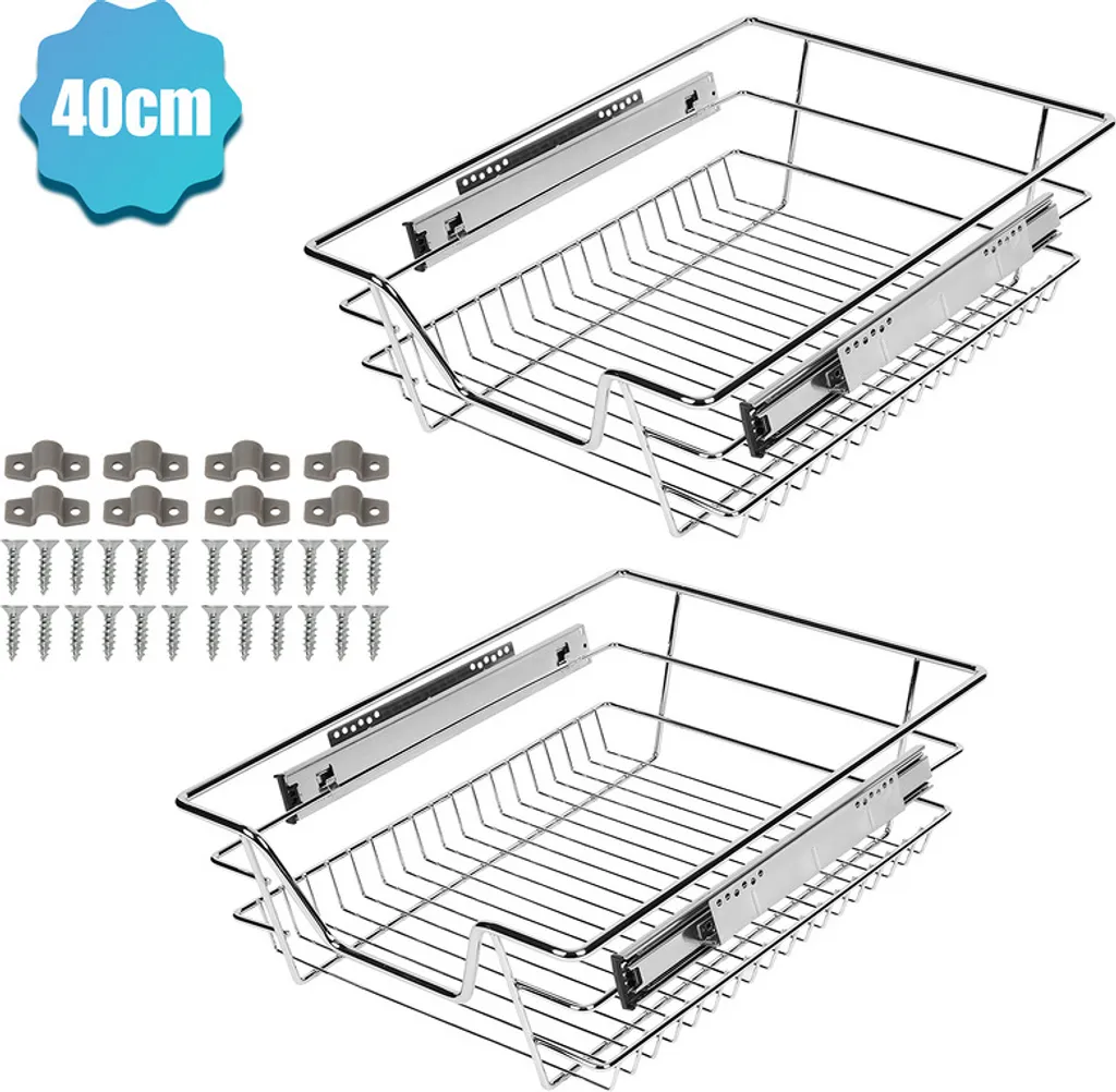 Jopassy Cassetto Estraibile Preassemblato 40cm - Set 4 Pezzi Argento
