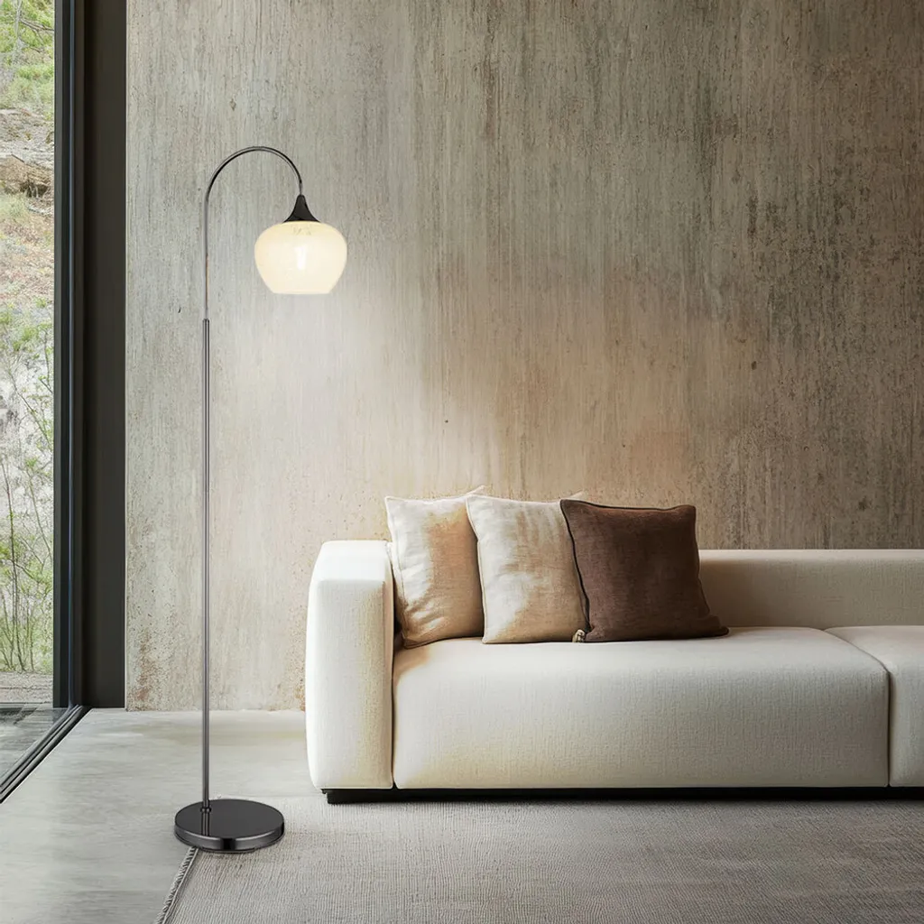 Lampadaire de lecture noir et chrome E27 idéal pour coin canapé et bureau