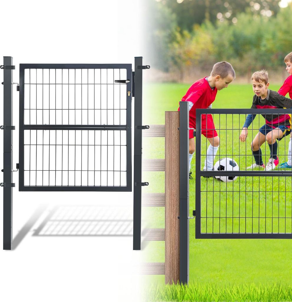 Izrielar 100 x 100cm Gartentür Gartentor Hoftor Zaun Inkl. Schloss Tür, Tor, Zauntor, Zauntür, Gartentür, Gartenzaun,Anthrazit