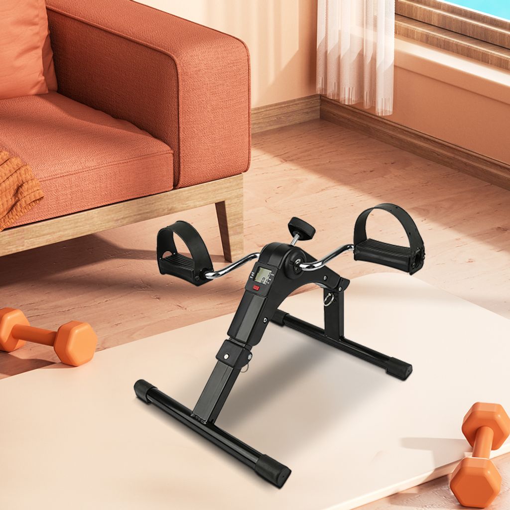 Heimtrainer mit LCD Bildschirm zum Training von Armen und Beinen Einstellbare statische Mini-Bike 37×50×23.5cm Schwarz