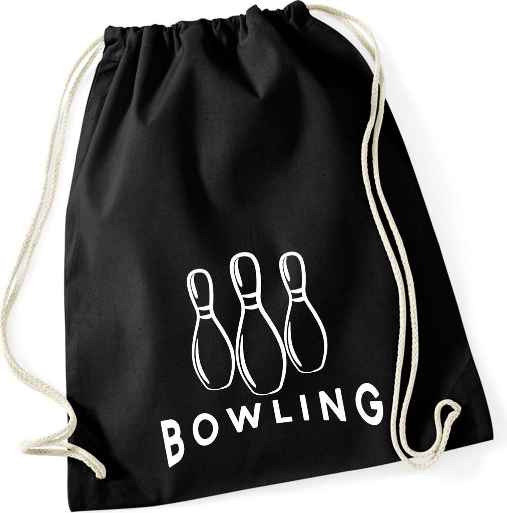 Huuraa Turnbeutel Bowling Pinns 12 Liter Black Baumwolle Rucksack Geschenkidee