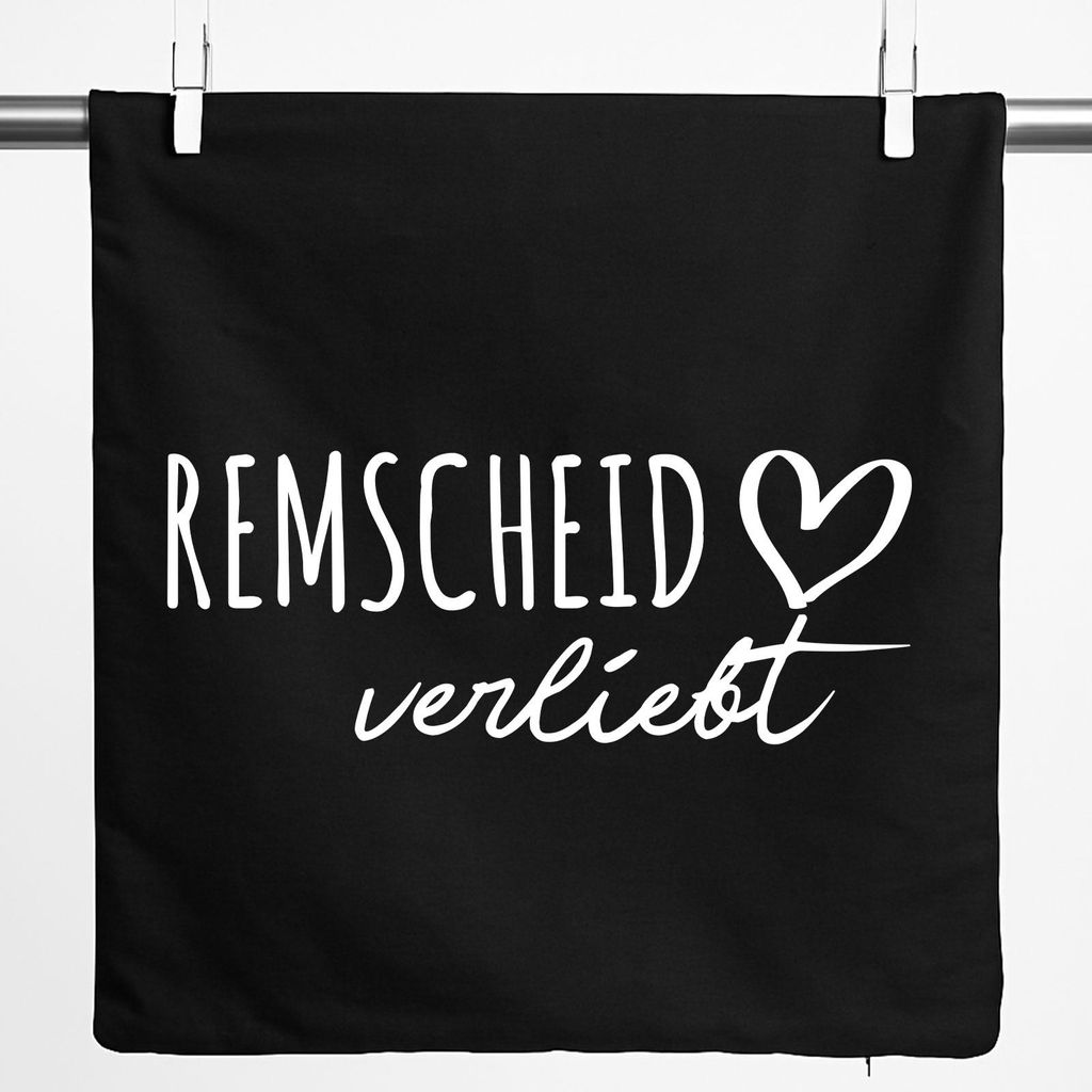 Huuraa Kissenbezug Remscheid verliebt 40x40cm Black Baumwolle Dekokissenbezug Geschenkidee