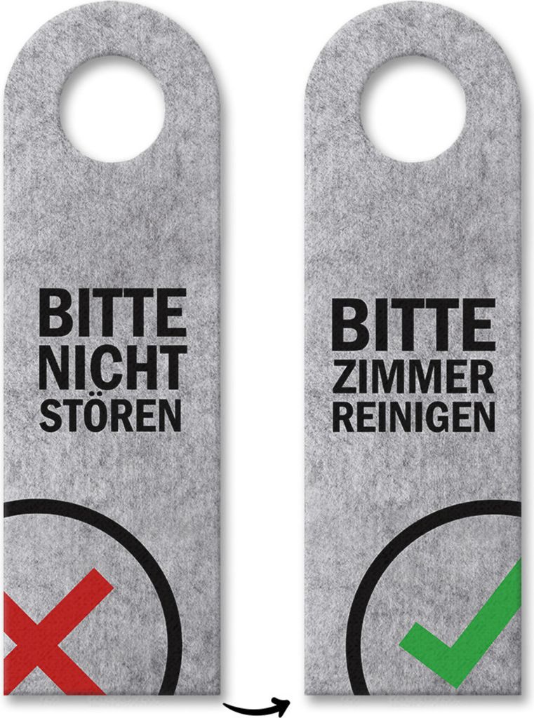 Bitte nicht stören oder Zimmer reinigen Türhänger mit Symbolen in Grau Hotel