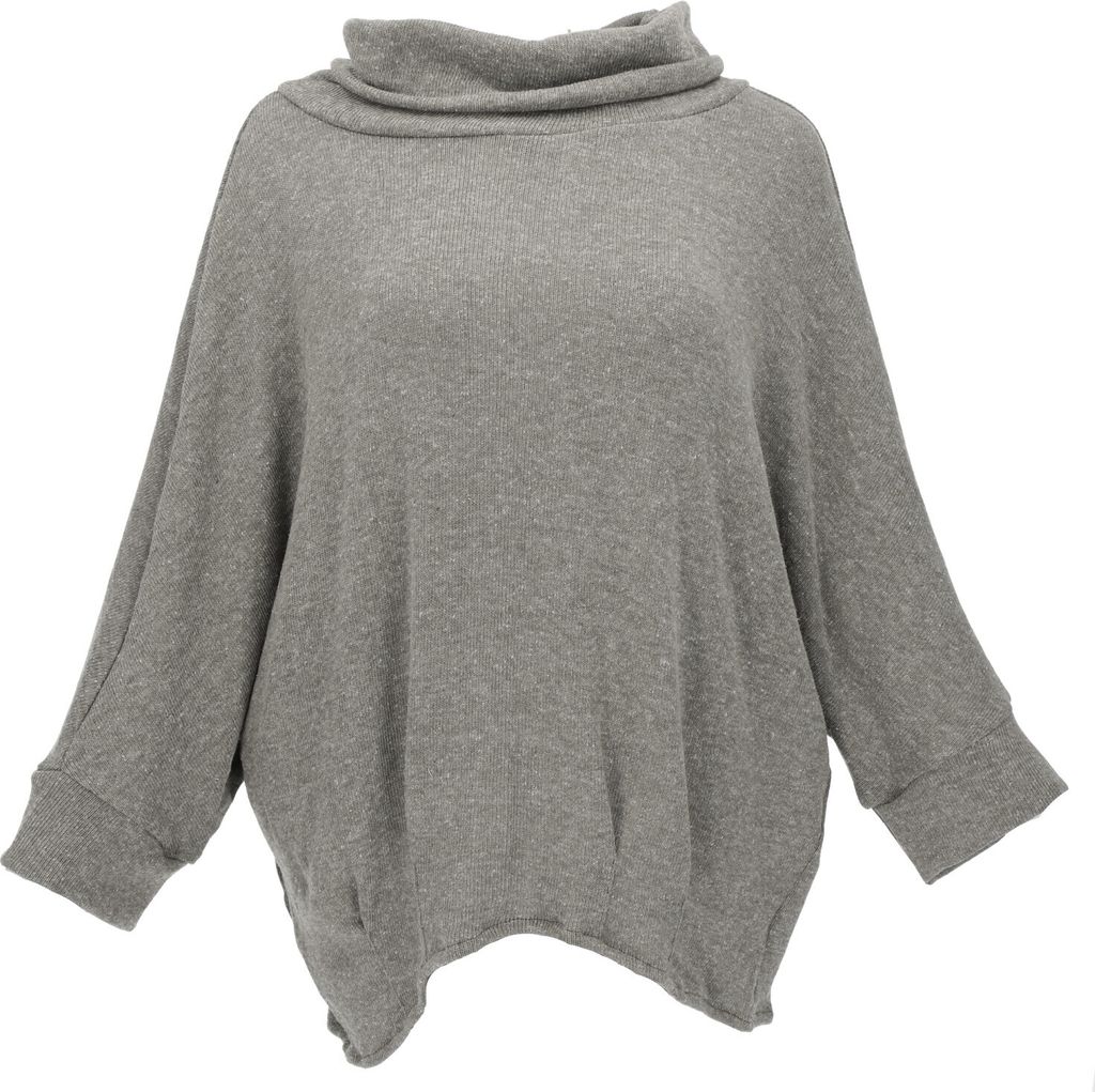 Oversize Shirt, Rollkragen Strickshirt, Plus Size Pullover - Olivgrün, Damen, Baumwolle,Elasthan, Pullover & Longsleeves