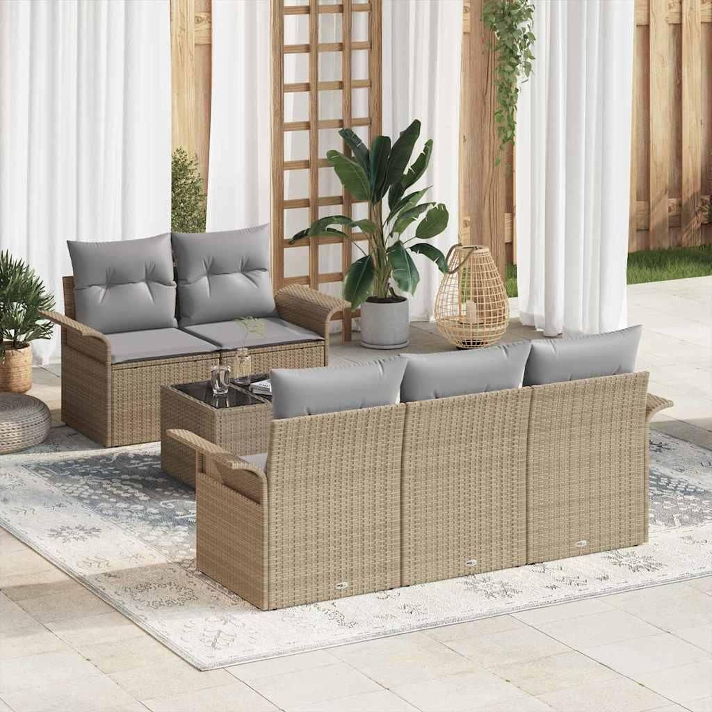 "Rabatt" Sofa Set mit Kissen - 6 pcs - Beige Poly-Rattan - Lounge-Dining set CC12470