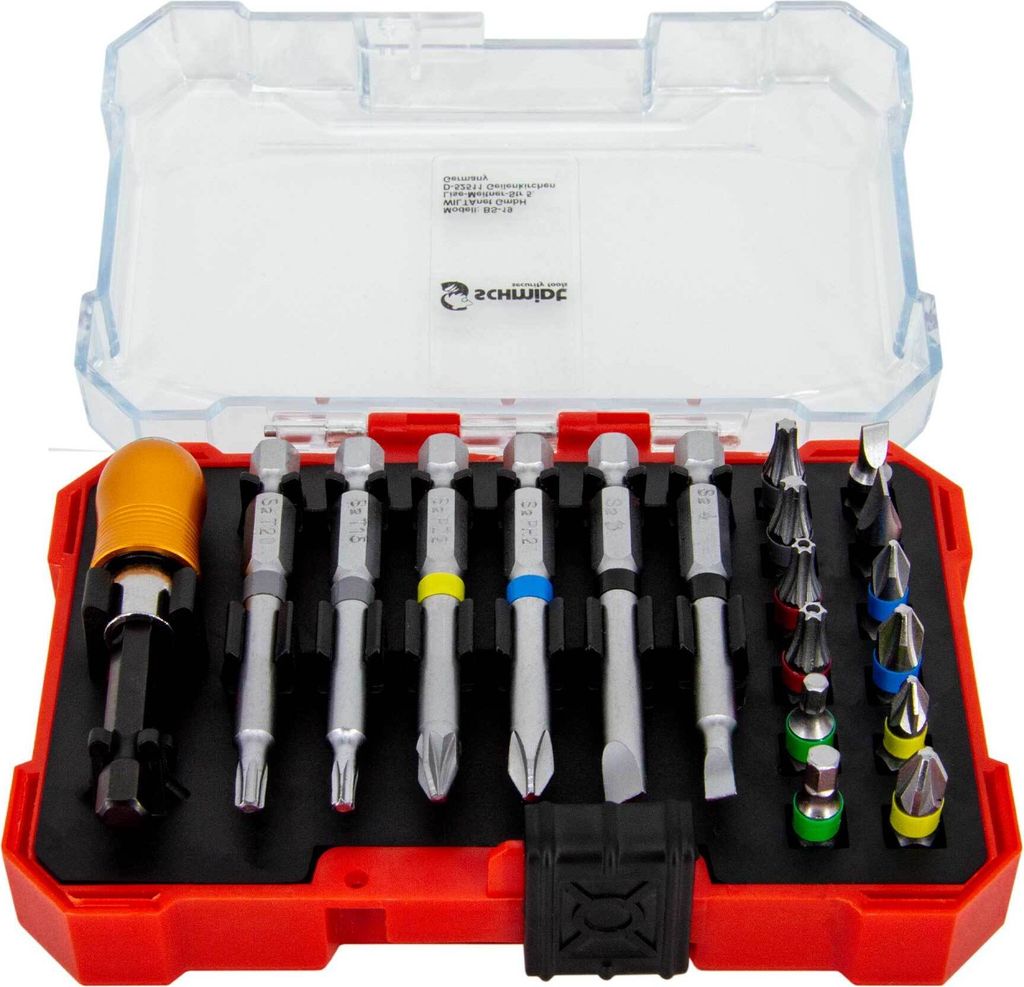 SCHMIDT security tools Schraubendreher-Bit Set BS-19 Bitsatz Box 19-teilig