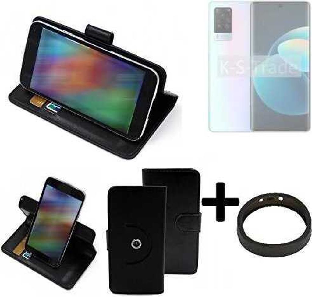 K-S-Trade Case Schutz Hülle kompatibel mit Vivo X60 Pro + Bumper Handy Hülle Flipcase Smartphone Cover Handy Schutz Tasche Walletcase schwarz