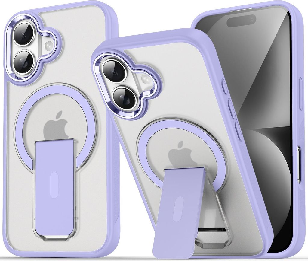 Magnet Ständer Hülle für iPhone 17, Kompatibel mit MagSafe, Matt Rückseite Stoßfeste Handyhülle Violett