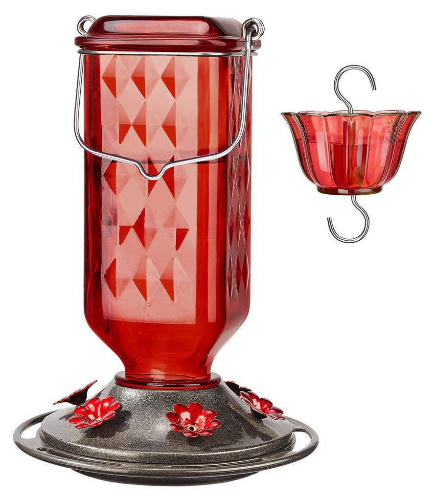 Glas Kolibri Futterspender für Garten Balkon Terrasse Vogel Futterstation