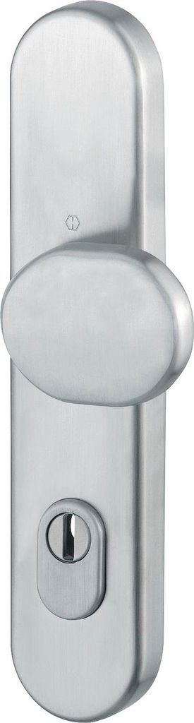 HOPPE Haustür Knopflangschild - Lochung PZ 92mm, Edelstahl matt, für Türstärke 67-72mm, mit Kernziehschutz