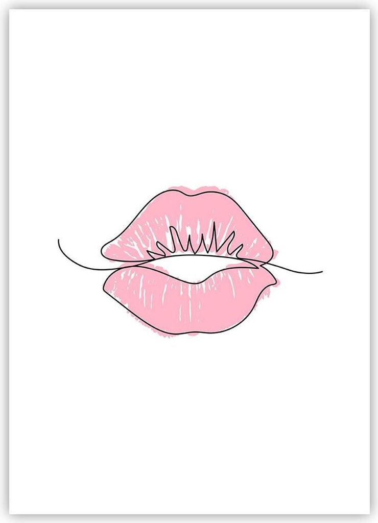 Poster - Poster ohne Rahmen - Mund Bild Modern - 50x70 cm - Wand Bild - Wanddeko - Wandbilder - Kunstposter - Wandposter - Bilder - Kunstdruck - Wa...