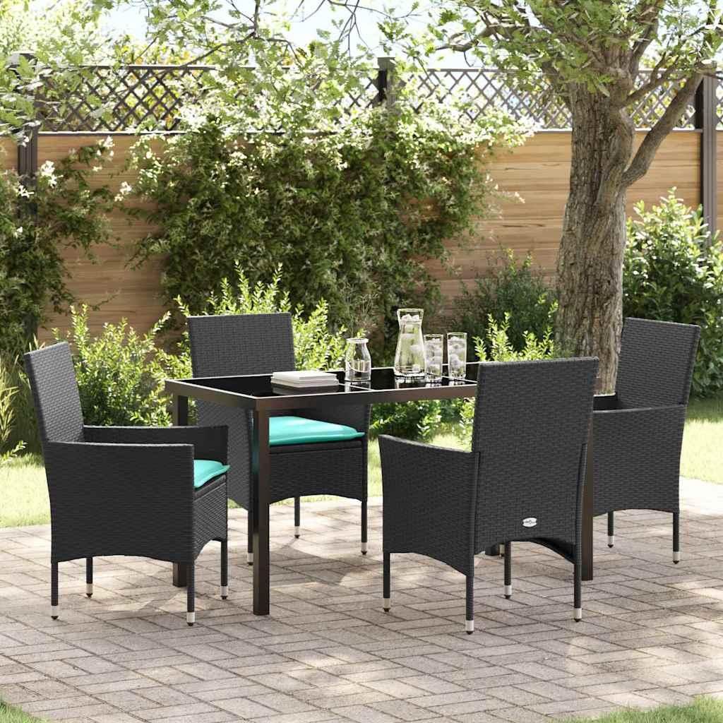 Maison Exclusive - Tisch- und Stuhlset mit Kissen 5 pcs Schwarz PE-Rattan