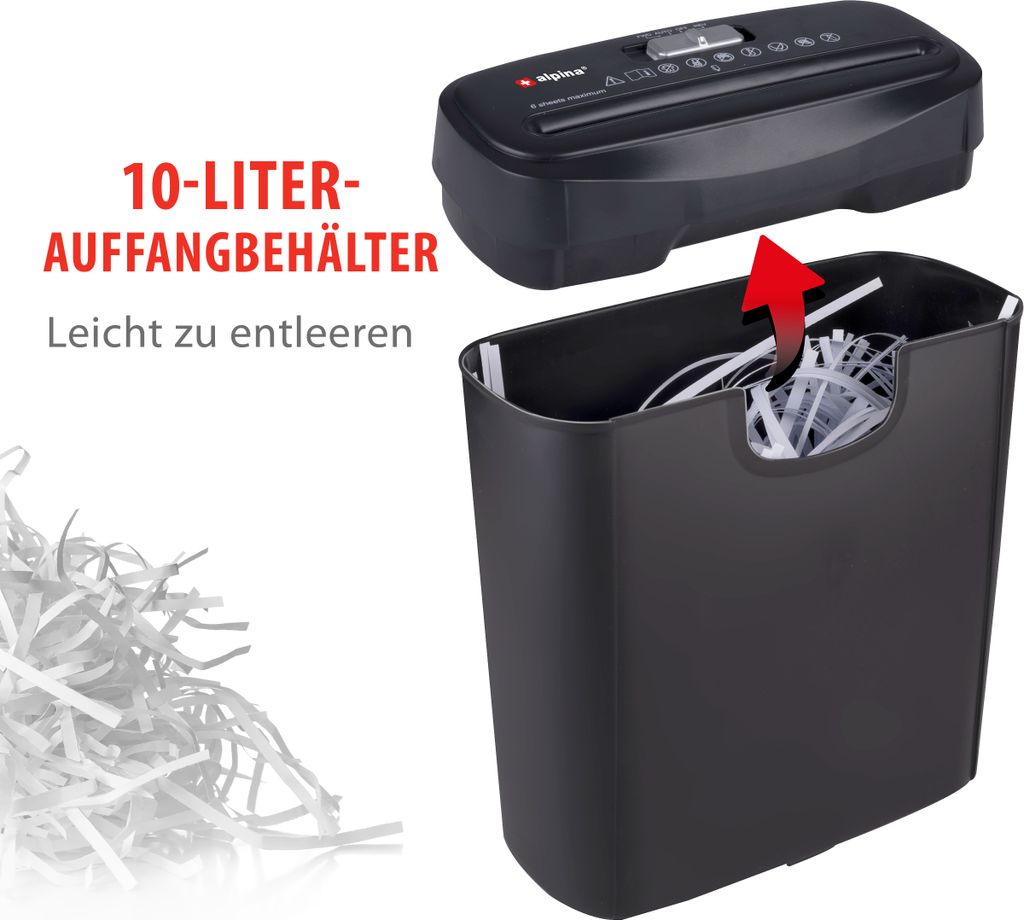 alpina Aktenvernichter 190W - Papierschredder Kreditkarten Produktbild 5