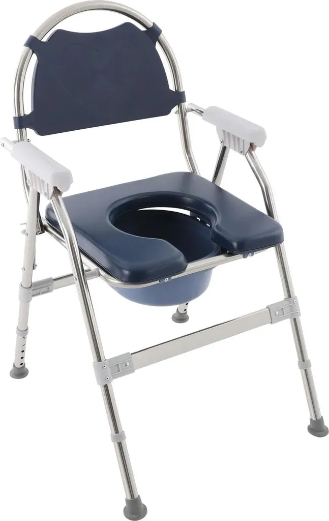 Chaise percée stable contre les chutes des seniors - Inox bleu 150kg