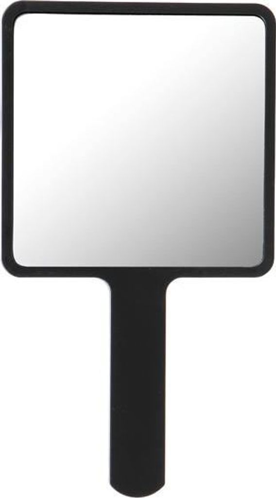 UNIQ Handspiegel quadratisch Schwarz - Kompakter Kosmetikspiegel mit mattem Griff 15 cm