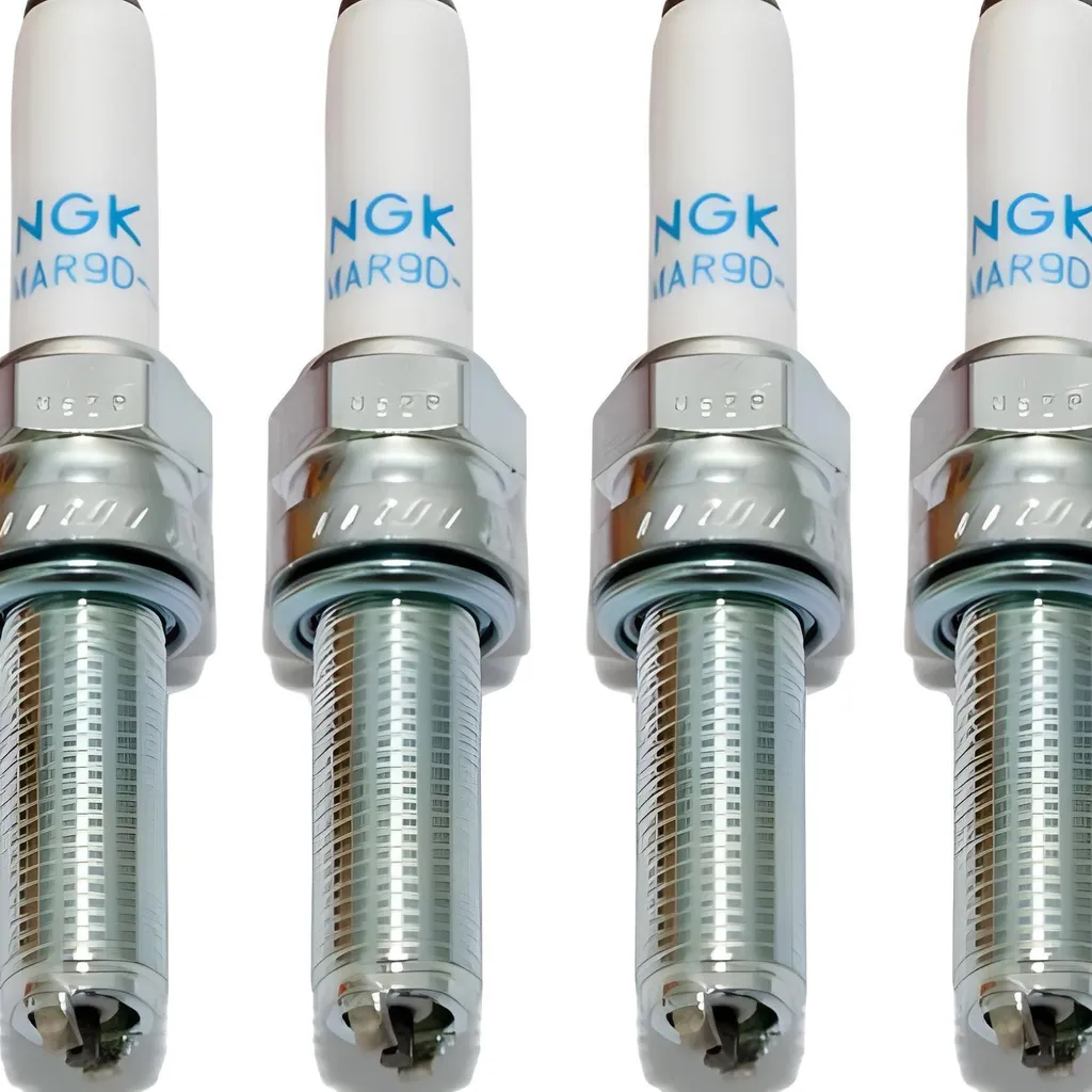 Set di candele di accensione NGK 4x LMAR9D-J con soppressione delle interferenze, filettatura extra lunga 26,5 mm Ø 10,0 mm esagono 14,0 mm, distanza tra gli elettrodi a 2 masse 0,75 mm, potere calorifico 9, 1633 - 2