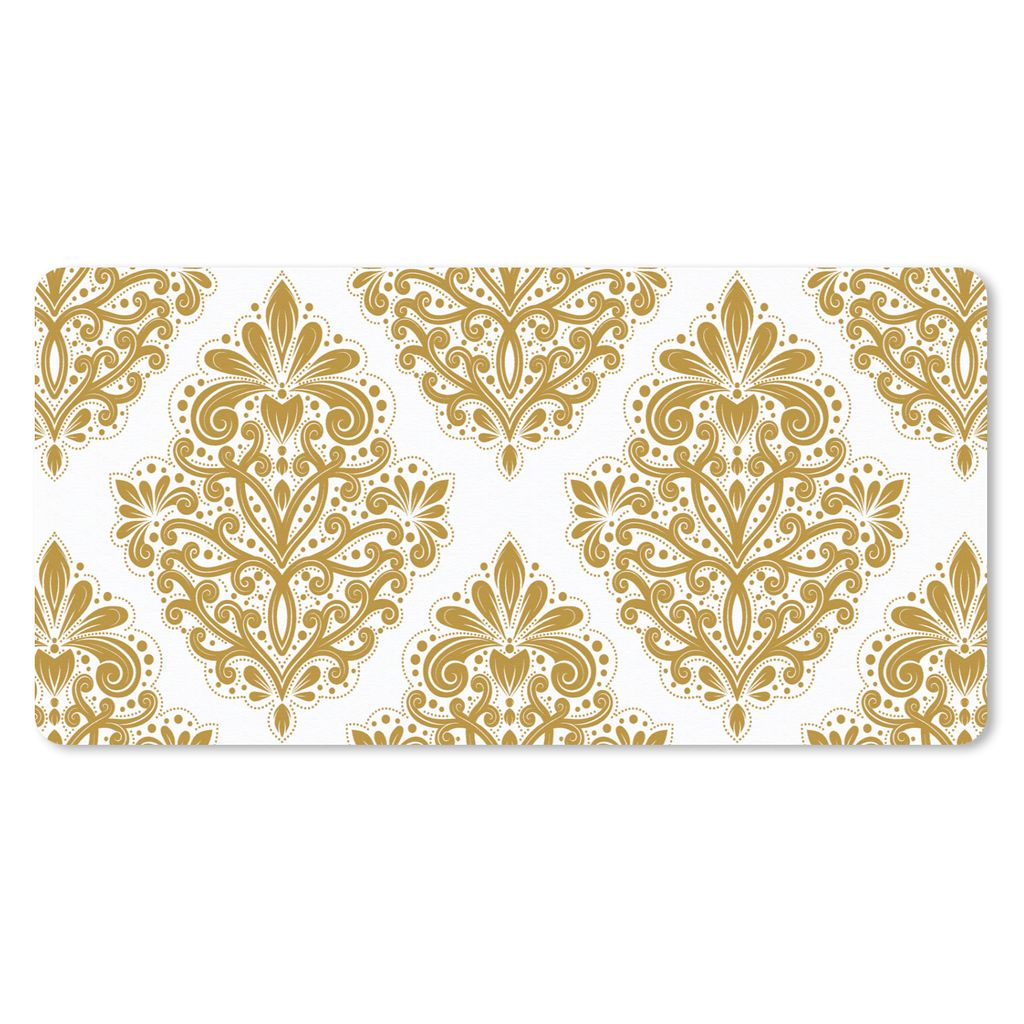 MuchoWow Mauspad Mousepad Vintage - Blumen - Gold - Muster 60x30 cm - Mousepads - Maus Mat - Pad - Mausunterlage - Nachhaltig