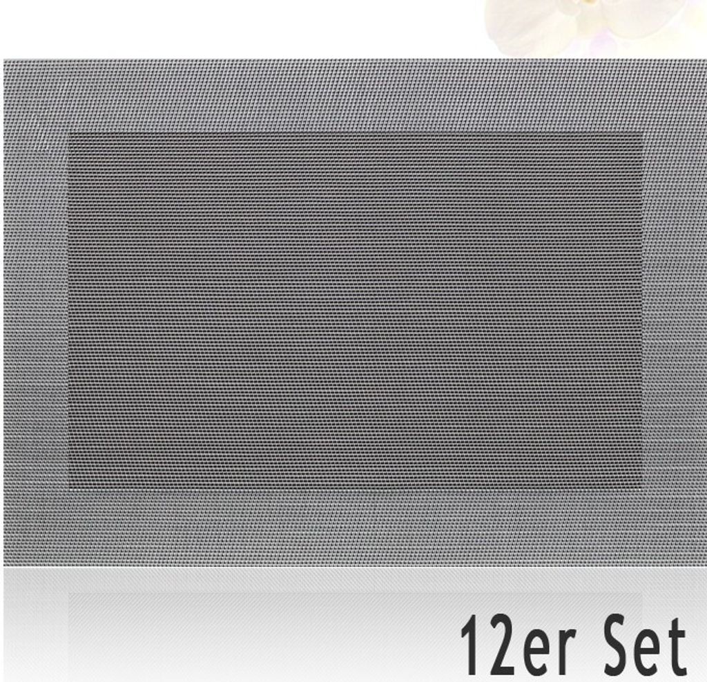 Tischset BORDA 12er silber schwarz Tischunterlage als Tischdeko