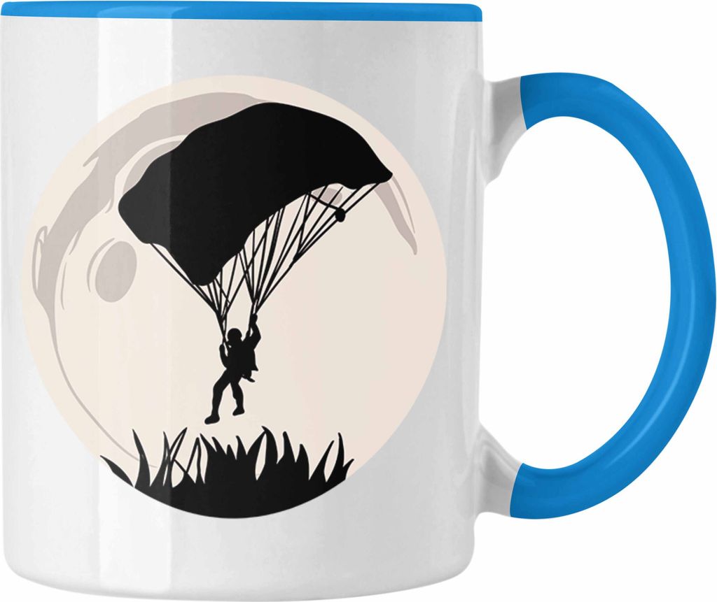 Trendation - Lustige Tasse für Paragliding- und Fallschirmspringer Geschenk Abenteurer (Blau)