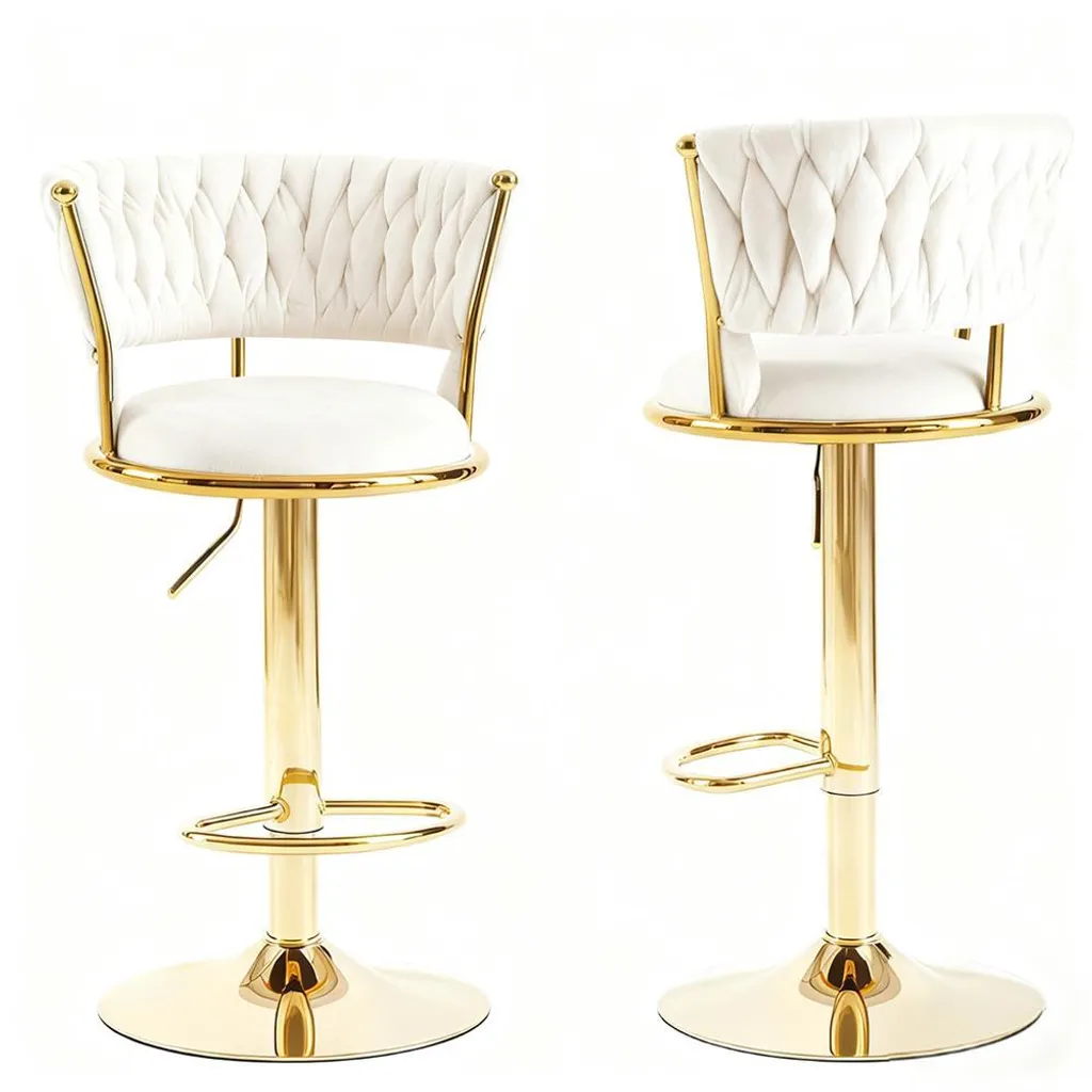 Lot de 2 Tabourets de Bar Beige Réglables pour Comptoir et Cuisine