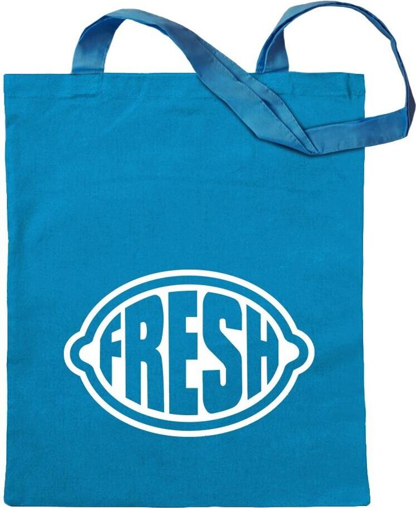 Kiwistar - Baumwolltasche - hellblau - Fresh Zitrone - Tragetasche Stoffbeutel Umhängetasche Langer Henkel