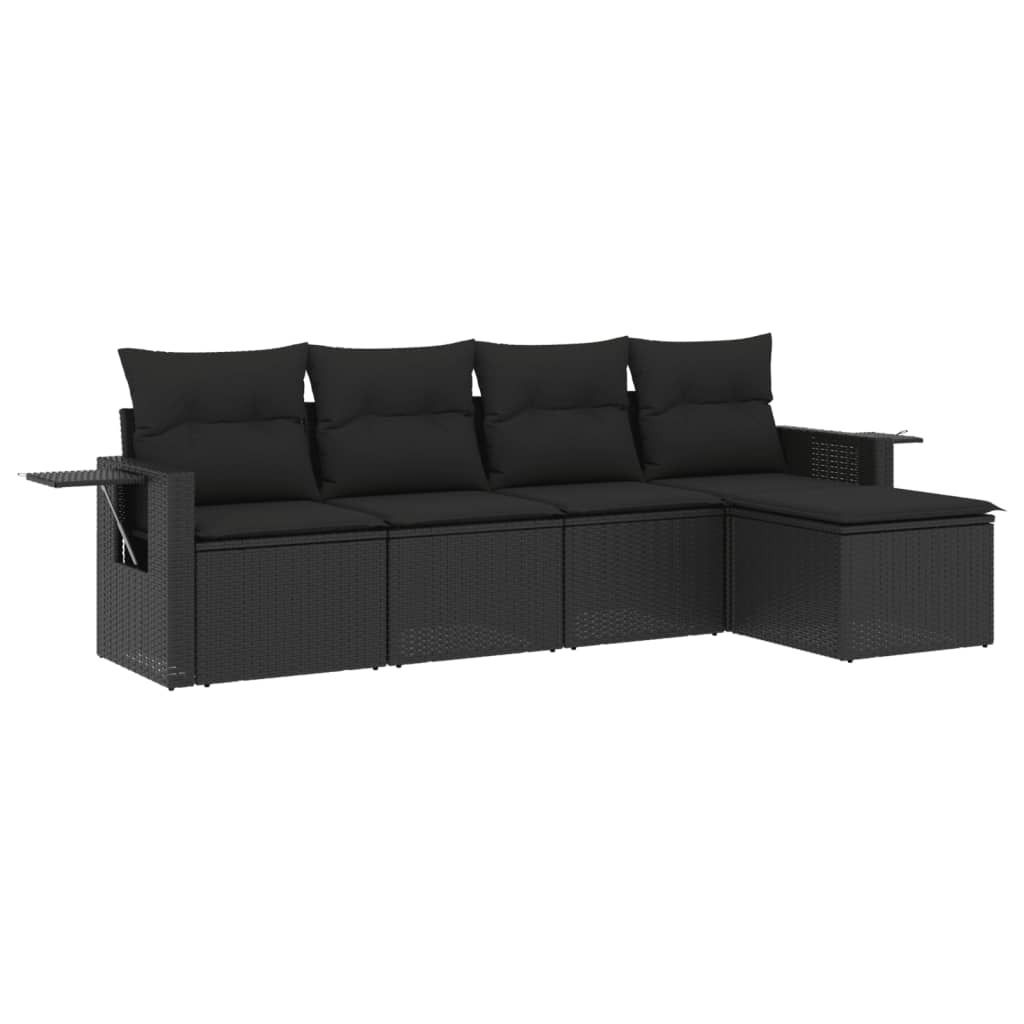 "WINTER SALE" 5-tlg. Garten-Lounge-Set - elegantes Design - Sitzgruppe/Gartengarnitur - mit Kissen Schwarz Poly Rattan - Terassenmöbel NeuMöbel49...