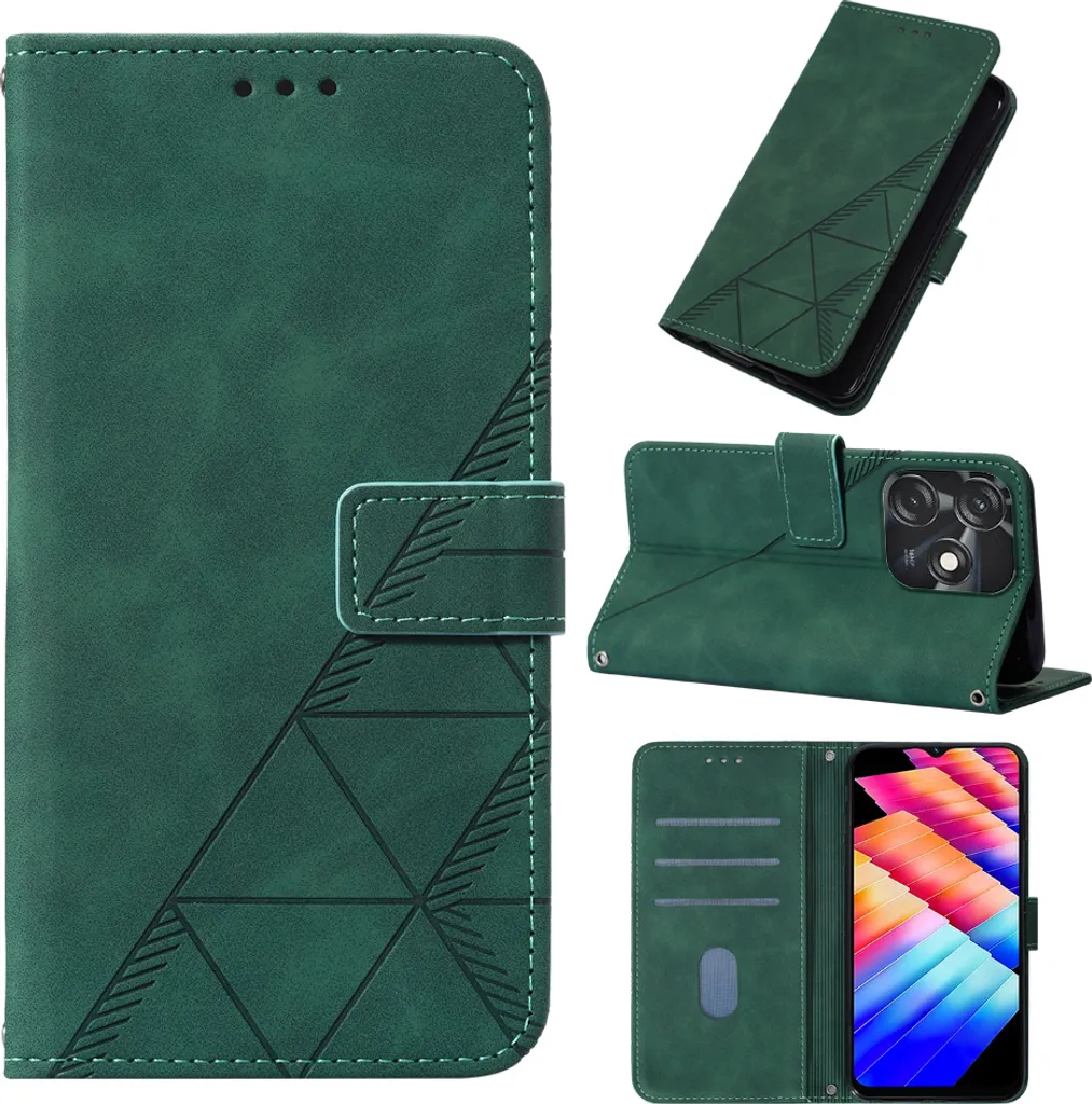 Custodia Sicura per Tecno Spark 10C - Pelle Verde Facile da Usare