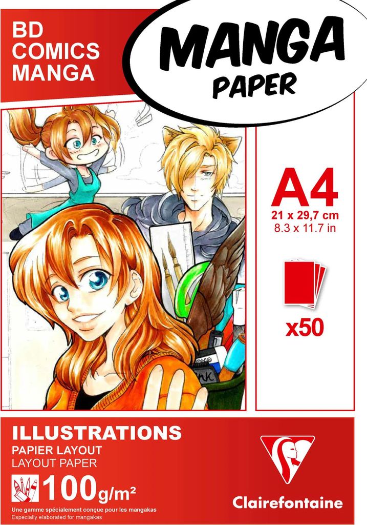 Clairefontaine 5x Layoutblock für Mangas und Comics A4 50 Blatt 100g 94042C