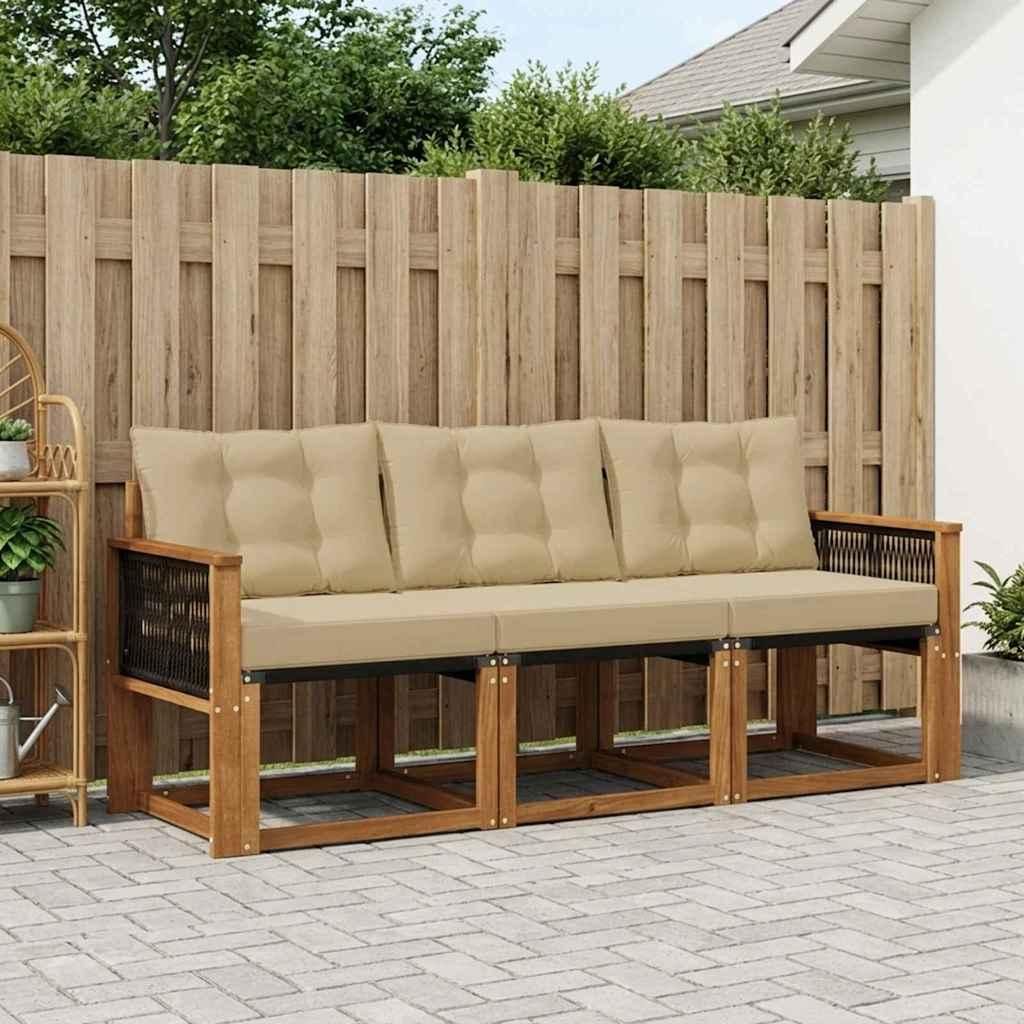 Möbel Outdoor-Sofagarnitur mit Kissen 3 pcs Natur und BeigeGartensofas - Gartensofas c479
