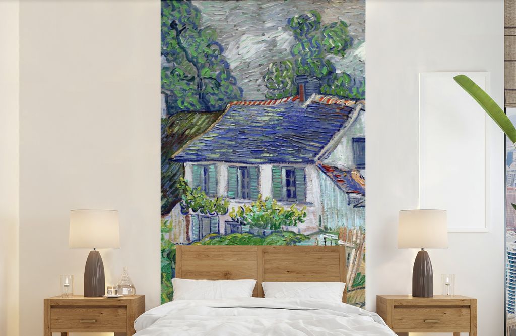 MuchoWow Fototapete für Wohnzimmer oder Schlafzimmer Wandtapete Vinyl Motivtapete Haus in Auvers - Vincent van Gogh - 120x240 cm - Hintergrundbild