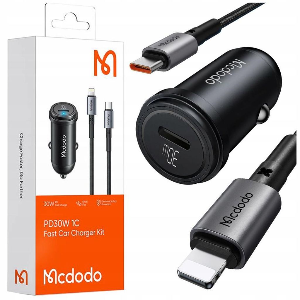 MCDODO Schnelles Autoladegerät für Telefon mit USB-C, LED Produktbild 