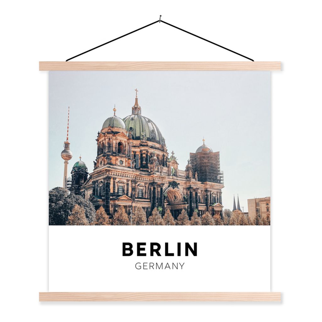 MuchoWow Textilposter Deutschland - Berlin - Domtoren 60x60 cm mit holzfarbenen Rahmen - Wanddekoration
