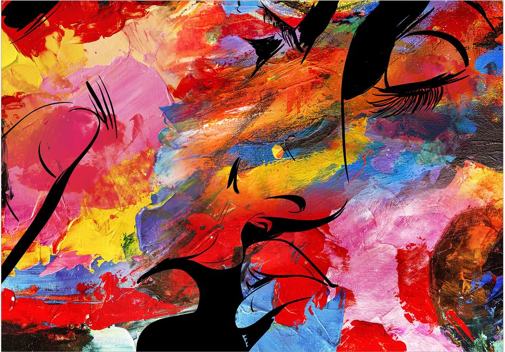 Vlies Fototapete Abstrakt 450x315 cm Vlies Tapeten Wandtapete XXL bunt Kuss Liebe Love Paar h-C-0230-a-a