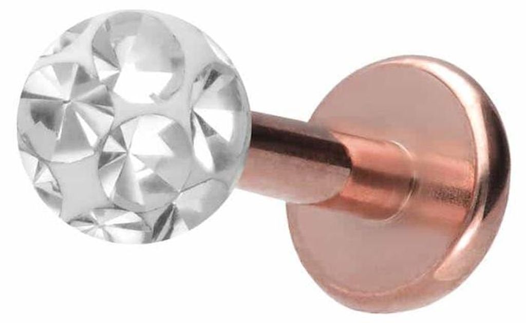 Ohrpiercing, Nasenpiercing Titan Labret mit Innengewinde EPOXY-KUGEL RoséGold Stablänge: 5mm + Stabstärke: 1,2mm + Kugelgröße: 2,5mm