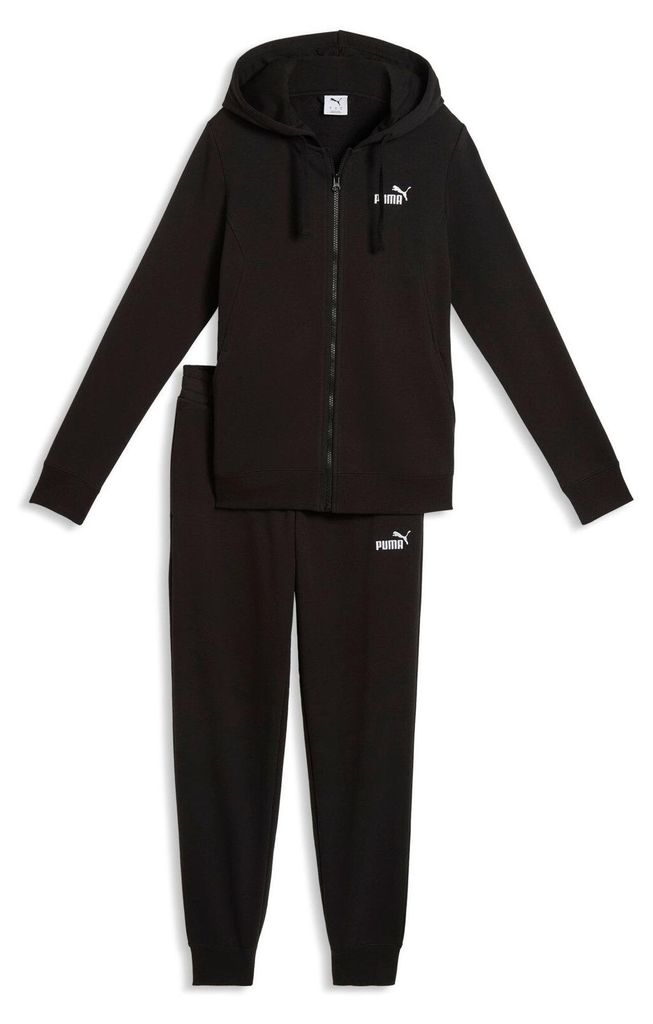 Puma Jogginganzug Damen aus Baumwolle mit Kapuze, Farbe:Schwarz, Größe:M