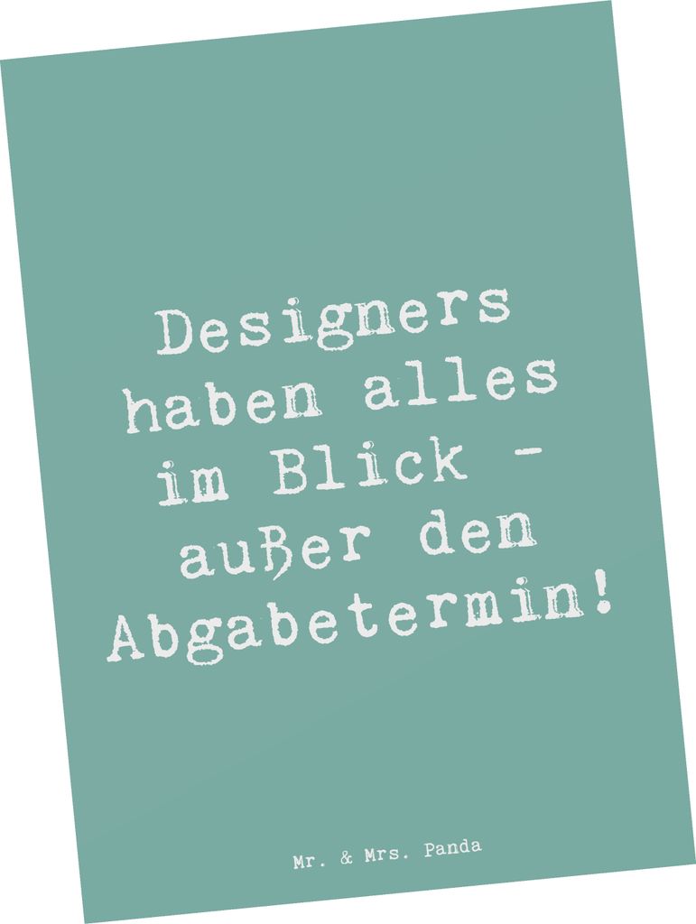 Mr. & Mrs. Panda Postkarte Spruch Designer Überblick - Meeresbrise - Geschenk, Talente, visuelle Kunst, Ansichtskarten, Mode, Inspiration, Berufsg...