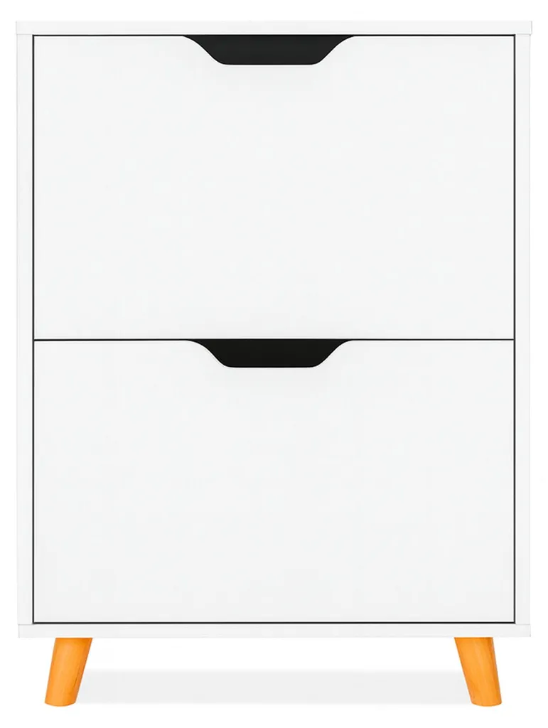 Rangement Chaussures Slim 2 Abattants Bois Blanc Emma pour Petit Espace