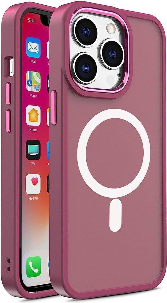 Magnetische Hülle Mit Magsafe Farbe Matte Hülle Für Iphone 14 Pro Max - Burgunderrot