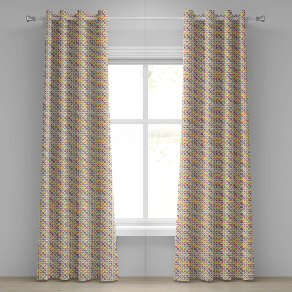 Rideaux Décoratifs à 2 Panneaux Motif Arcs et Disques 280 x 225 cm