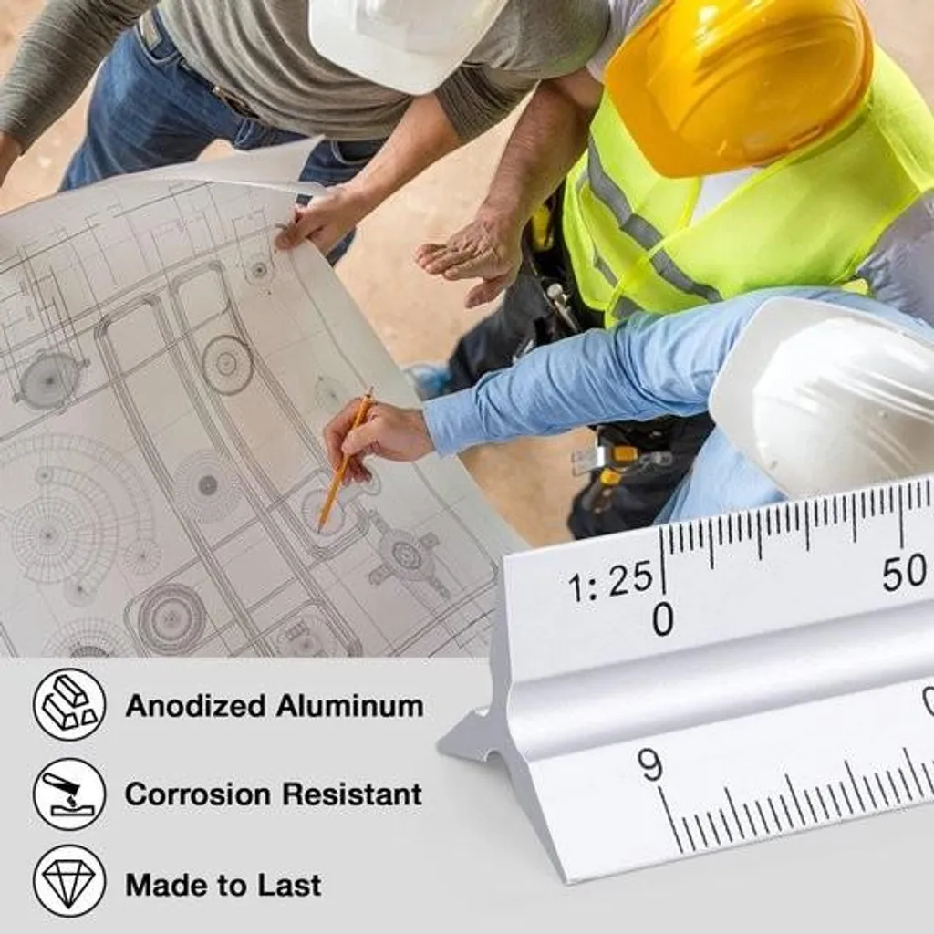 Règle graduée 30 cm et kutch aluminium pour plans d'architecte
