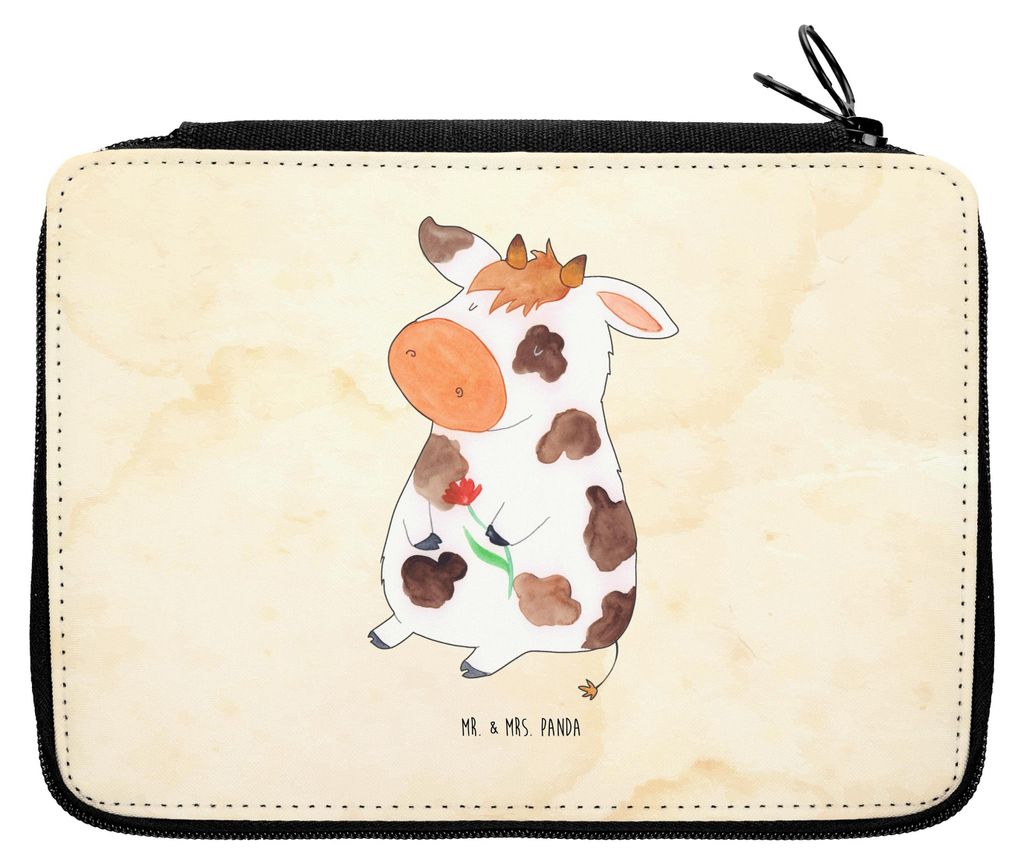 Mr. & Mrs. Panda Bleistiftetui Kuh - Vintage - Geschenk, Malmappe, Spruch, Hof, Etui, Bauernhof, Milch, Kühe, Federtasche, für Stifte, Federmappe