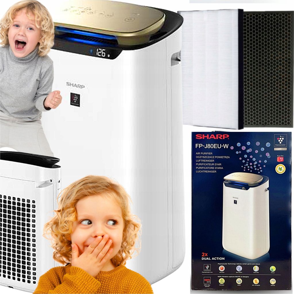 Sharp Luftreiniger Fp-J80Euw Hepa 2In1 Mit Ionisierung Für Allergiker