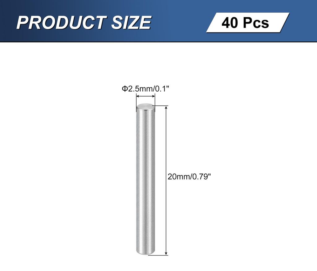 40 Stš¹ck M2,5 x 20mm 304 Edelstahl Zylinderstift, Zylindrischer Regalstš¹tzstift Parallelstiftbefestiger fš¹r mechanische Fertigung, Industr...
