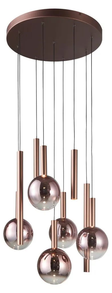 Lustre suspension LED moderne en cuivre Camino pour salon et séjour