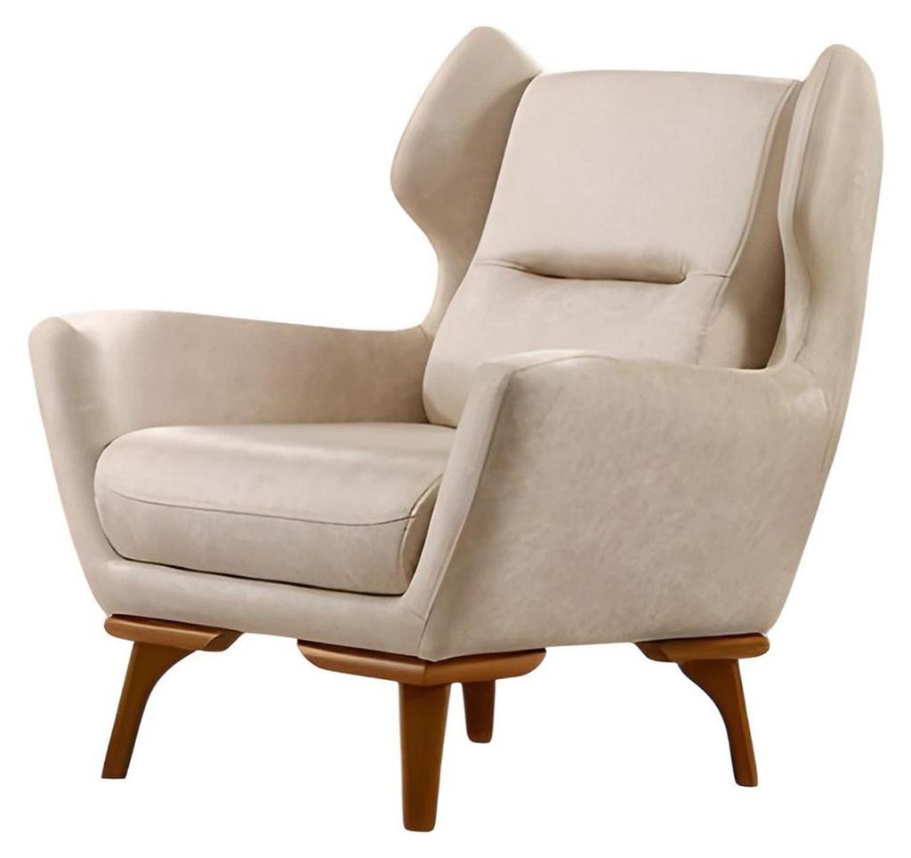 Moderner weißer Holz-Textil Sessel elegant und stilvoll