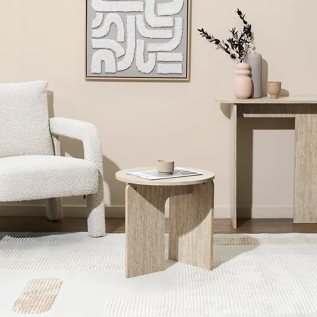 Table d'appoint Pietra D45cm - Bout de canapé idéal pour petit salon