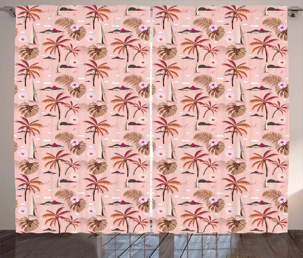 Tenda Tropicale ABAKUHAUS 280x245 cm: Fiori Rustici per Camera da Letto