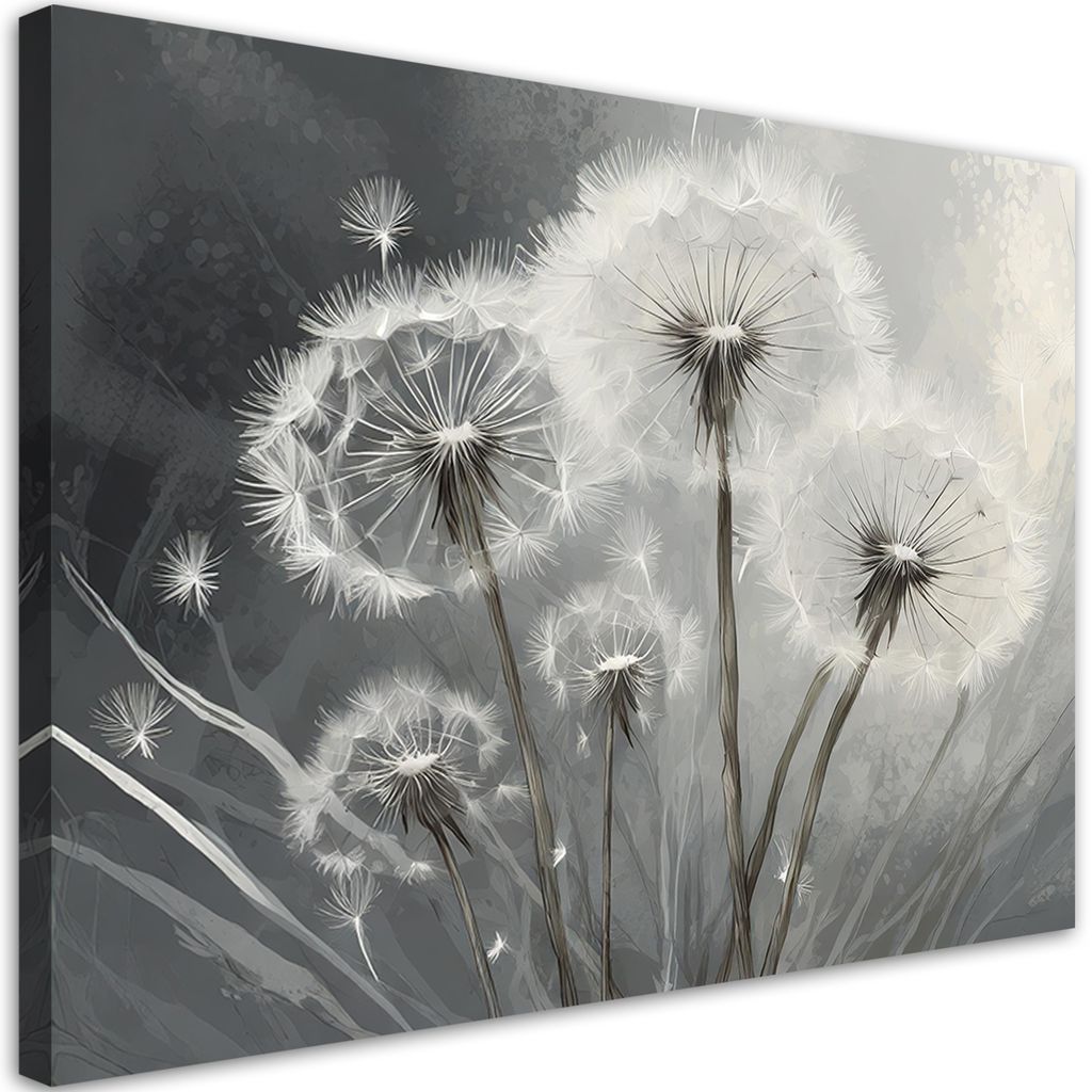 Leinwandbild Nahaufnahme von Löwenzahn 60x40 Feeby Grau bild für die wand bereit zum aufhängen