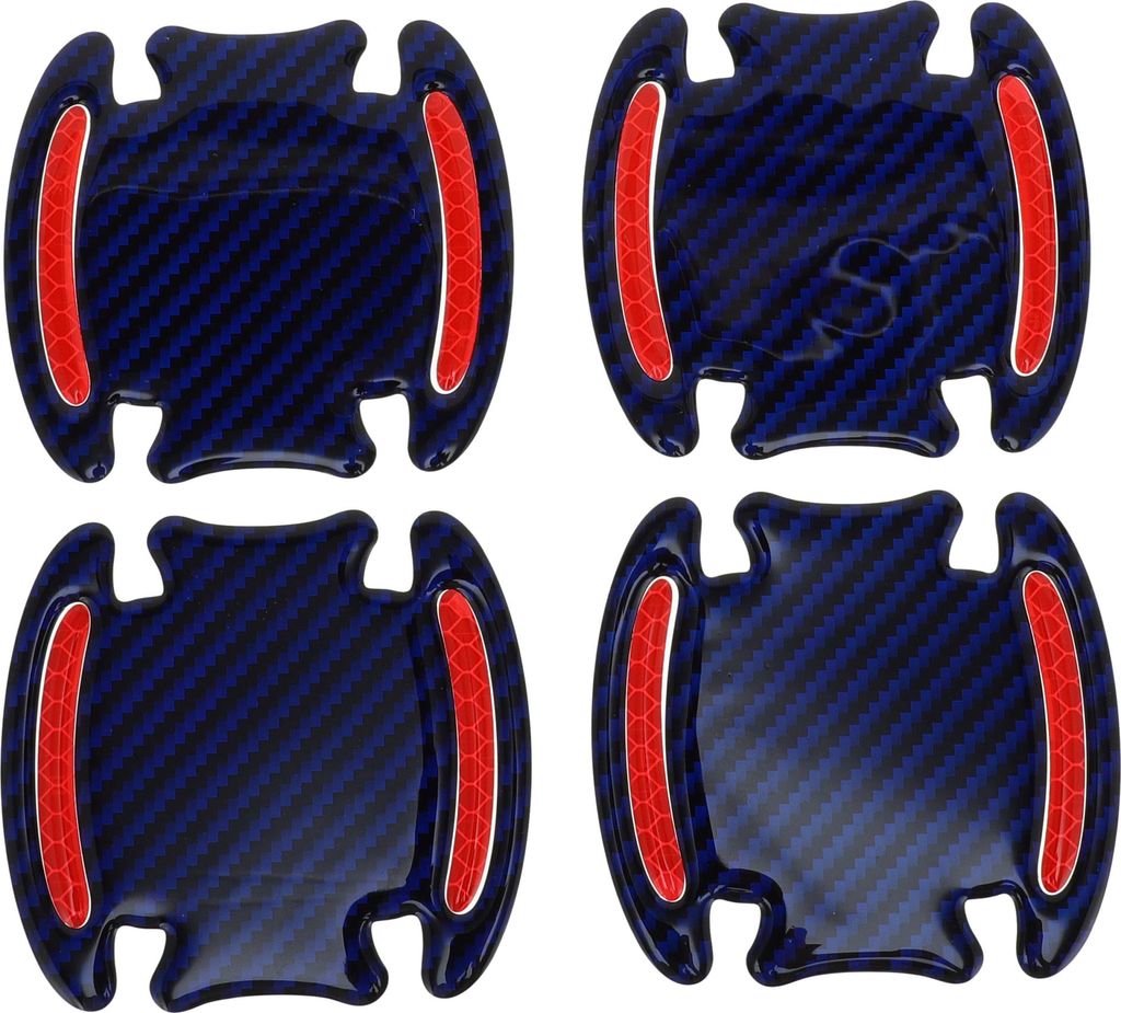 Auto Universaler Autotürgriffbecherabdeckung Anti-Kratz | Schutzfolie Reflektierende Aufkleber Carbonfaser-Muster Blau Rot 4 Stück